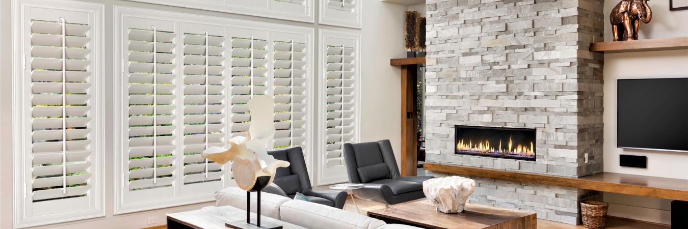 Plantation shutters in a Minneapolis living room