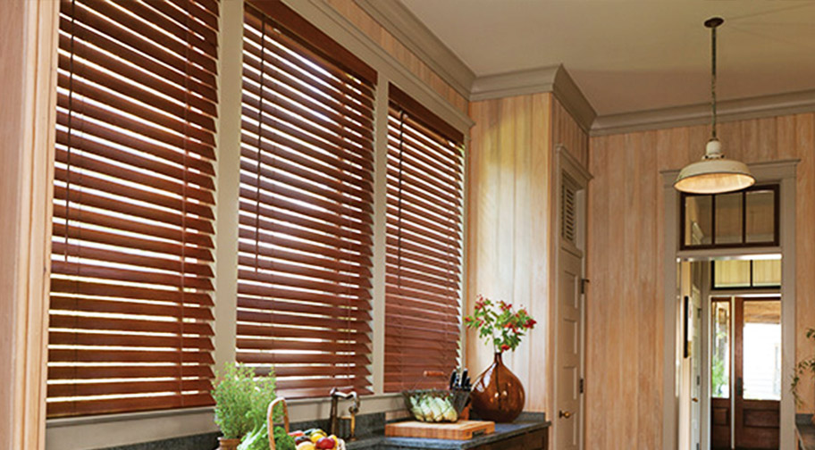 Basswood shutters in a kitchen.