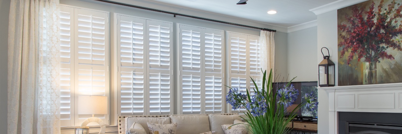 Polywood plantation shutters in Minneapolis living room