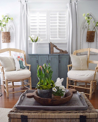 White shutters in breezy room.