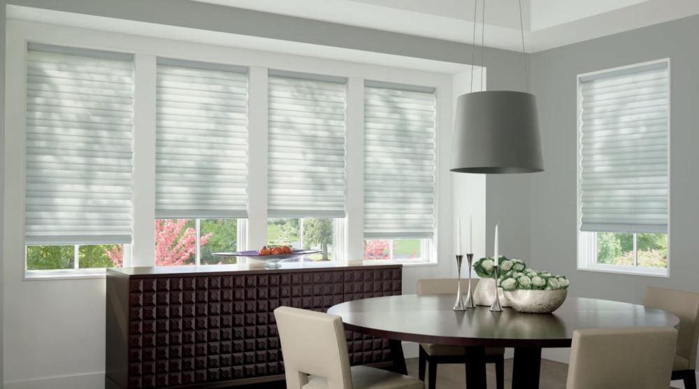 Cordless motorized shades in a Minneapolis dining room