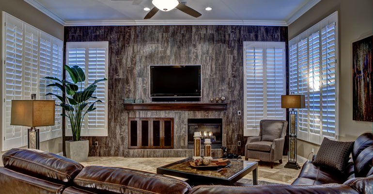 Minneapolis living room with shutters